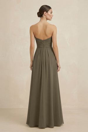 Sweetheart Chiffon A - Line Bridesmaid Dress with Slit in Willow Green - KissProm Bridesmaid Dresses