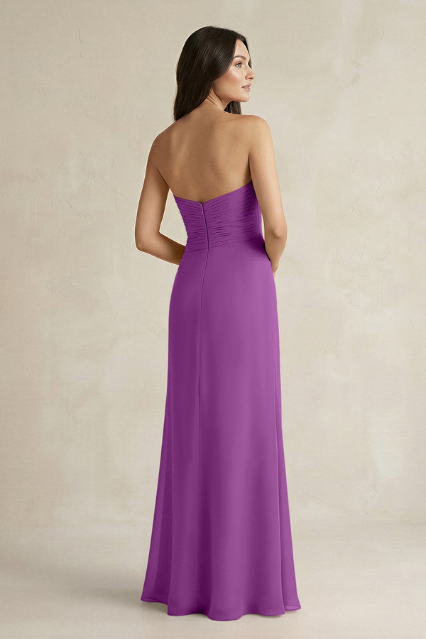 Sweetheart Chiffon Pleated Sheath Bridesmaid Dress in Amethyst - KissProm Bridesmaid Dresses