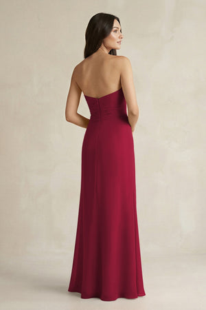 Sweetheart Chiffon Pleated Sheath Bridesmaid Dress in Berry - KissProm Bridesmaid Dresses