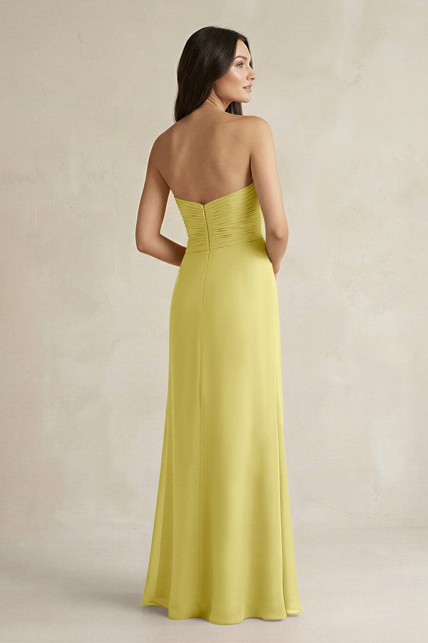 Sweetheart Chiffon Pleated Sheath Bridesmaid Dress in Buttercup - KissProm Bridesmaid Dresses