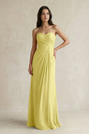 Sweetheart Chiffon Pleated Sheath Bridesmaid Dress in Buttercup - KissProm Bridesmaid Dresses