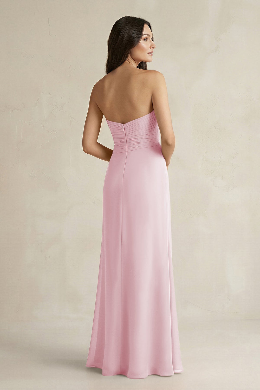 Sweetheart Chiffon Pleated Sheath Bridesmaid Dress in Candy Pink - KissProm Bridesmaid Dresses