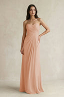 Sweetheart Chiffon Pleated Sheath Bridesmaid Dress in Champagne Rose - KissProm Bridesmaid Dresses
