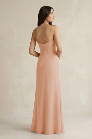 Sweetheart Chiffon Pleated Sheath Bridesmaid Dress in Champagne Rose - KissProm Bridesmaid Dresses