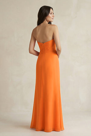 Sweetheart Chiffon Pleated Sheath Bridesmaid Dress in Cinnamon - KissProm Bridesmaid Dresses
