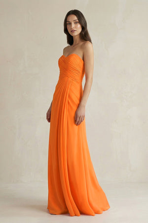 Sweetheart Chiffon Pleated Sheath Bridesmaid Dress in Cinnamon - KissProm Bridesmaid Dresses
