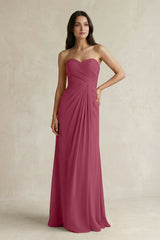 Sweetheart Chiffon Pleated Sheath Bridesmaid Dress in Desert Rose - KissProm Bridesmaid Dresses
