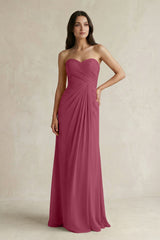 Sweetheart Chiffon Pleated Sheath Bridesmaid Dress in Desert Rose - KissProm Bridesmaid Dresses
