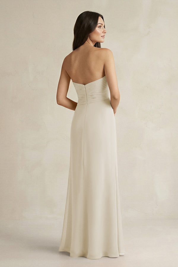 Sweetheart Chiffon Pleated Sheath Bridesmaid Dress in Dove Gray - KissProm Bridesmaid Dresses