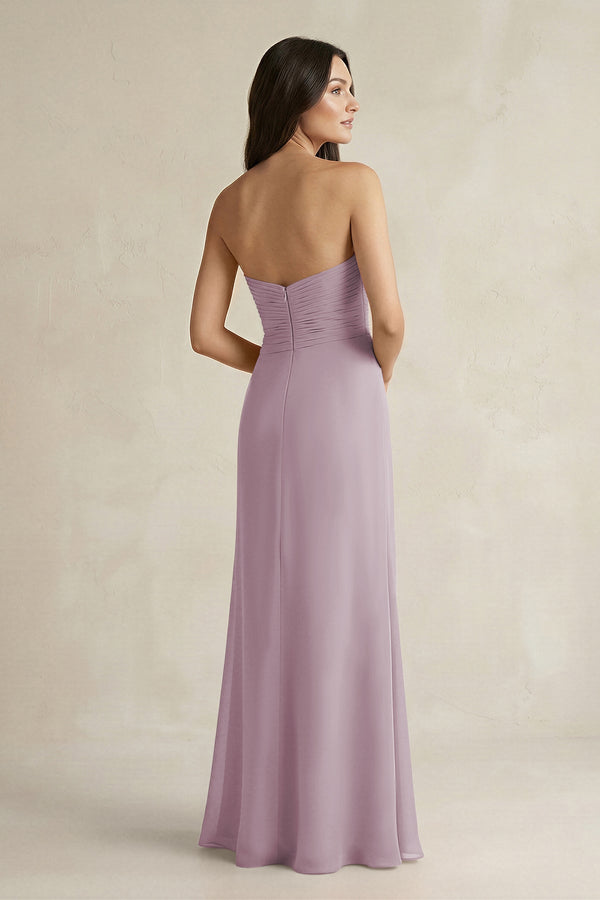 Sweetheart Chiffon Pleated Sheath Bridesmaid Dress in Dusk - KissProm Bridesmaid Dresses