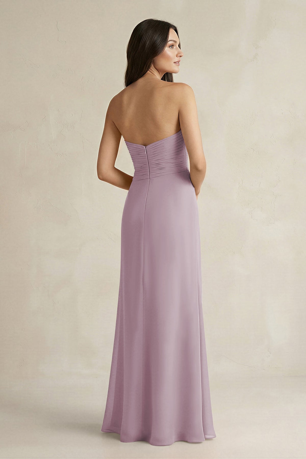 Sweetheart Chiffon Pleated Sheath Bridesmaid Dress in Dusk - KissProm Bridesmaid Dresses