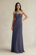 Sweetheart Chiffon Pleated Sheath Bridesmaid Dress in Dusk Blue - KissProm Bridesmaid Dresses
