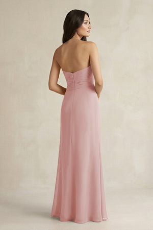 Sweetheart Chiffon Pleated Sheath Bridesmaid Dress in Dusty Rose - KissProm Bridesmaid Dresses