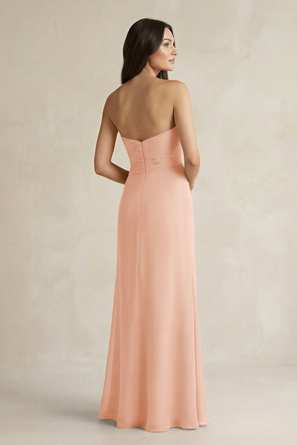 Sweetheart Chiffon Pleated Sheath Bridesmaid Dress in English Rose - KissProm Bridesmaid Dresses