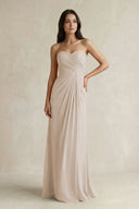 Sweetheart Chiffon Pleated Sheath Bridesmaid Dress in Frost - KissProm Bridesmaid Dresses