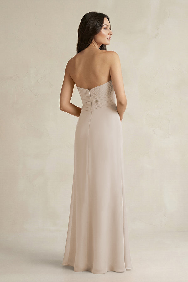 Sweetheart Chiffon Pleated Sheath Bridesmaid Dress in Frost - KissProm Bridesmaid Dresses