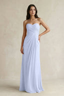 Sweetheart Chiffon Pleated Sheath Bridesmaid Dress in Ice - KissProm Bridesmaid Dresses