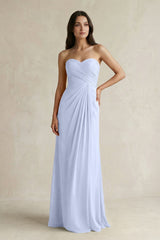 Sweetheart Chiffon Pleated Sheath Bridesmaid Dress in Ice - KissProm Bridesmaid Dresses