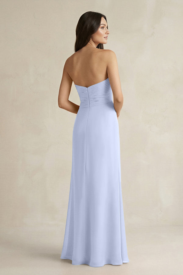 Sweetheart Chiffon Pleated Sheath Bridesmaid Dress in Ice - KissProm Bridesmaid Dresses