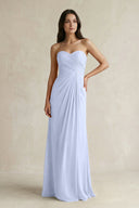 Sweetheart Chiffon Pleated Sheath Bridesmaid Dress in Ice - KissProm Bridesmaid Dresses