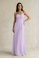 Sweetheart Chiffon Pleated Sheath Bridesmaid Dress in Lavender - KissProm Bridesmaid Dresses