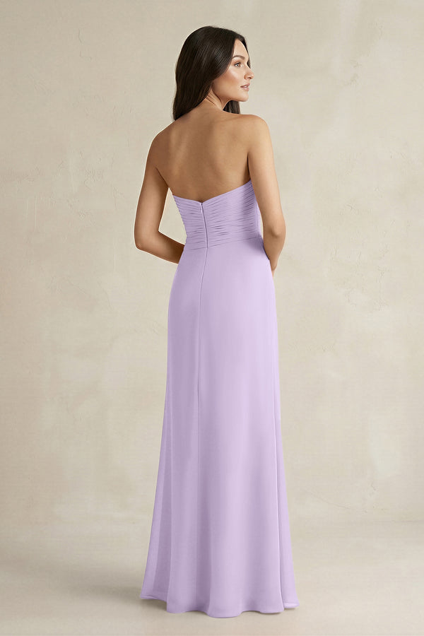Sweetheart Chiffon Pleated Sheath Bridesmaid Dress in Lavender - KissProm Bridesmaid Dresses