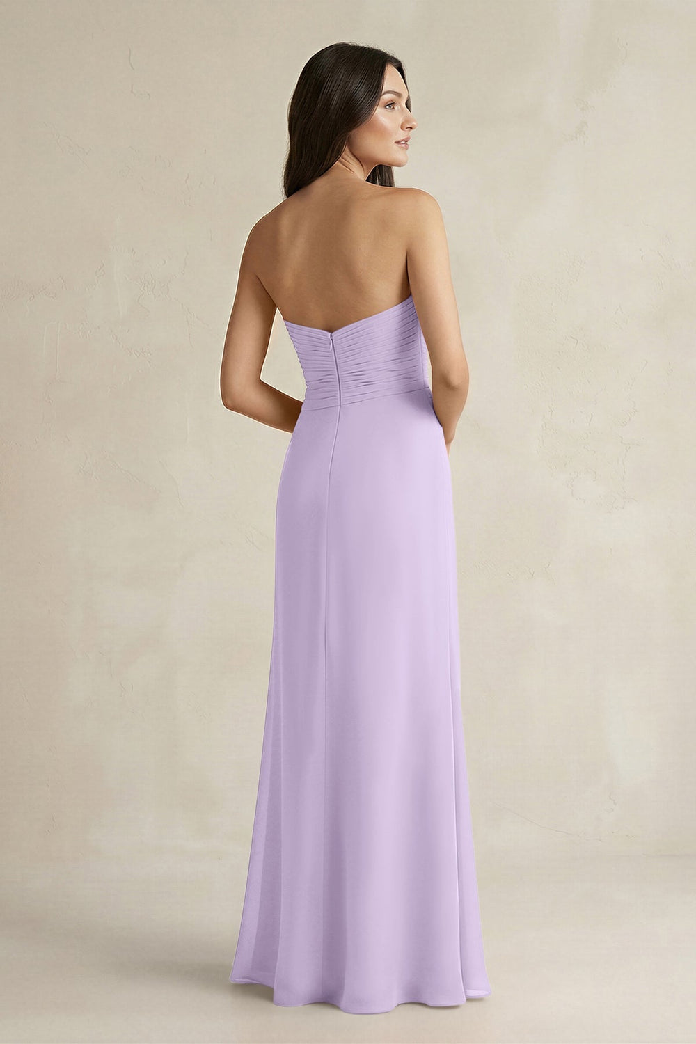 Sweetheart Chiffon Pleated Sheath Bridesmaid Dress in Lavender - KissProm Bridesmaid Dresses