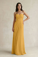 Sweetheart Chiffon Pleated Sheath Bridesmaid Dress in Marigold - KissProm Bridesmaid Dresses
