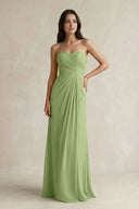 Sweetheart Chiffon Pleated Sheath Bridesmaid Dress in Matcha - KissProm Bridesmaid Dresses