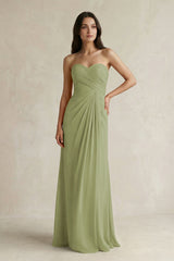 Sweetheart Chiffon Pleated Sheath Bridesmaid Dress in Moss Green - KissProm Bridesmaid Dresses