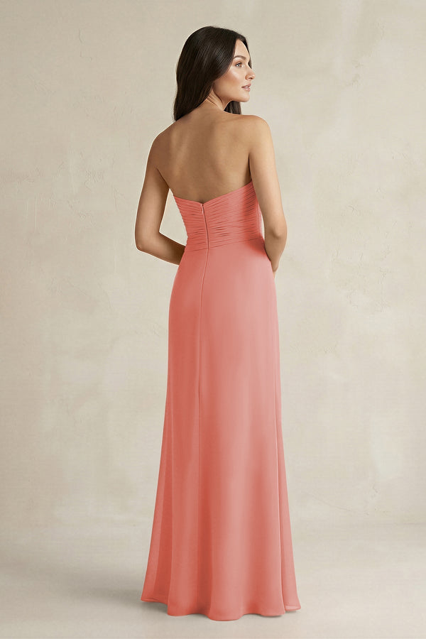 Sweetheart Chiffon Pleated Sheath Bridesmaid Dress in Mulberry - KissProm Bridesmaid Dresses