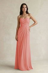 Sweetheart Chiffon Pleated Sheath Bridesmaid Dress in Mulberry - KissProm Bridesmaid Dresses