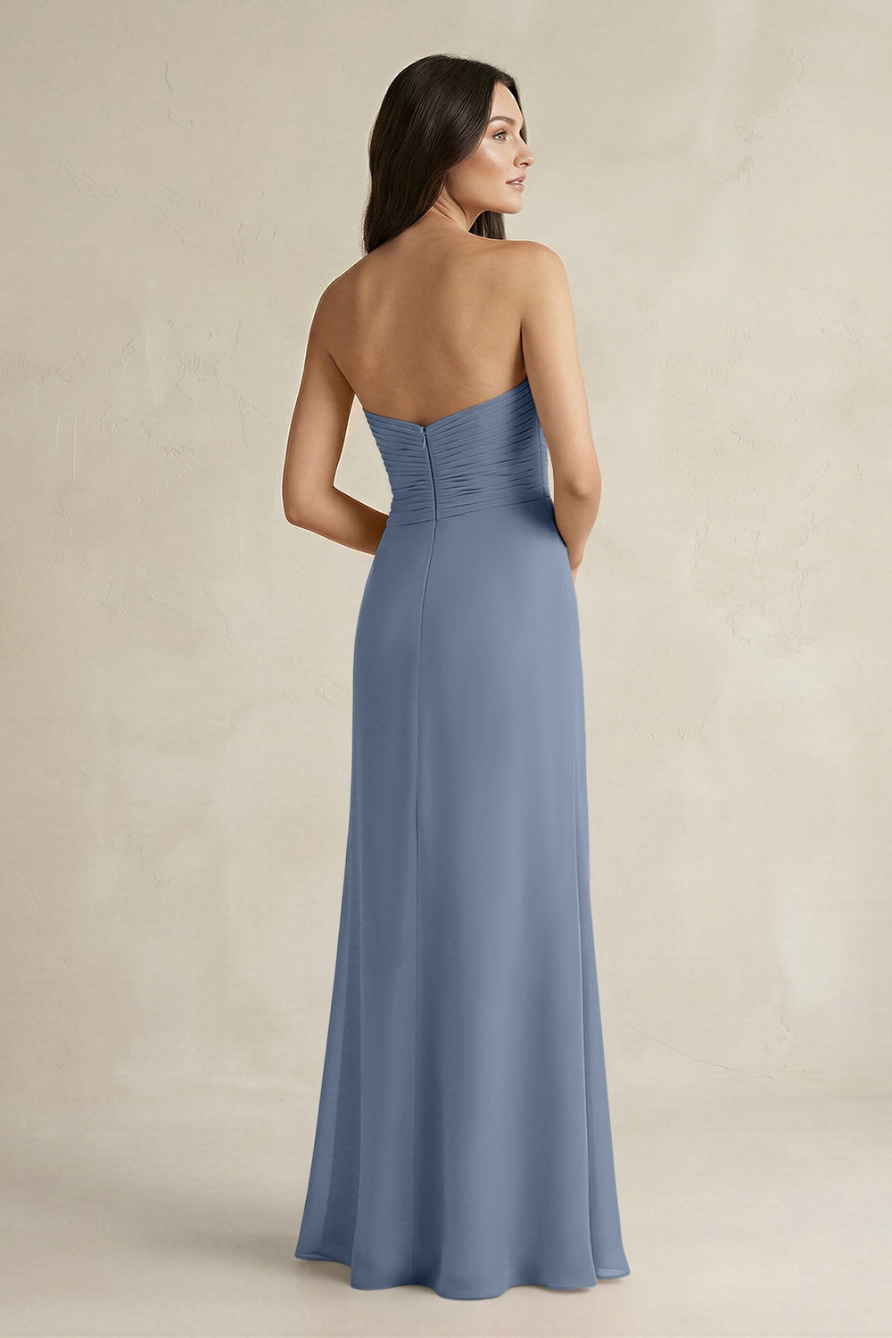 Sweetheart Chiffon Pleated Sheath Bridesmaid Dress in Neptune - KissProm Bridesmaid Dresses