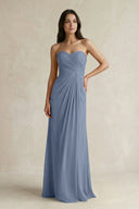 Sweetheart Chiffon Pleated Sheath Bridesmaid Dress in Neptune - KissProm Bridesmaid Dresses