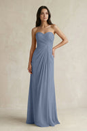 Sweetheart Chiffon Pleated Sheath Bridesmaid Dress in Neptune - KissProm Bridesmaid Dresses