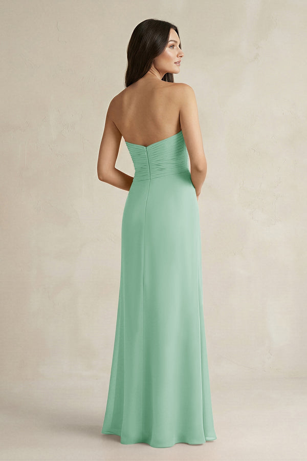Sweetheart Chiffon Pleated Sheath Bridesmaid Dress in Pale Pistachio - KissProm Bridesmaid Dresses