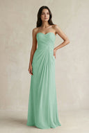 Sweetheart Chiffon Pleated Sheath Bridesmaid Dress in Pale Pistachio - KissProm Bridesmaid Dresses