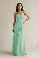 Sweetheart Chiffon Pleated Sheath Bridesmaid Dress in Pale Pistachio - KissProm Bridesmaid Dresses