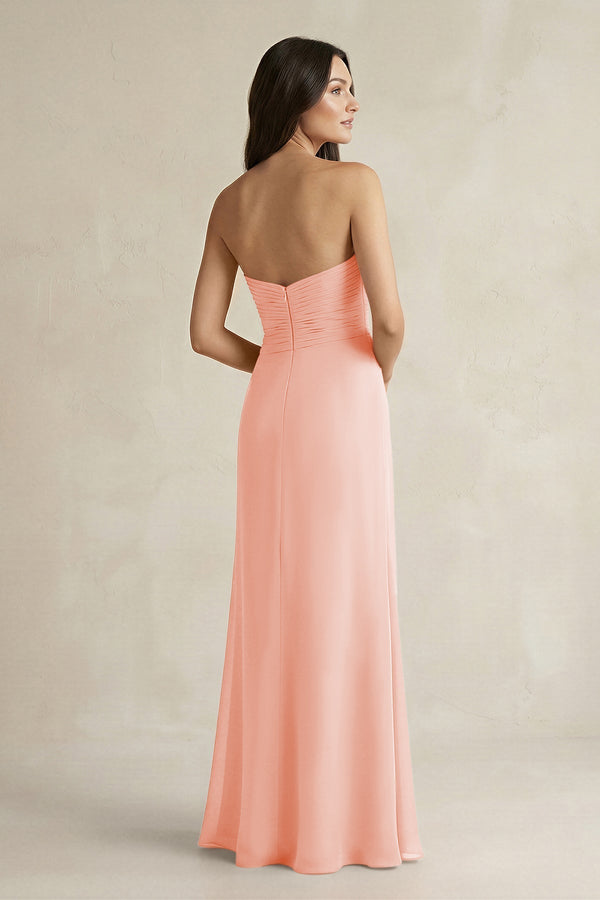 Sweetheart Chiffon Pleated Sheath Bridesmaid Dress in Rose Petal - KissProm Bridesmaid Dresses