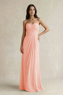 Sweetheart Chiffon Pleated Sheath Bridesmaid Dress in Rose Petal - KissProm Bridesmaid Dresses