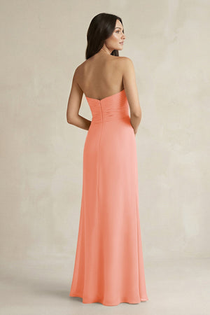 Sweetheart Chiffon Pleated Sheath Bridesmaid Dress in Rosette - KissProm Bridesmaid Dresses