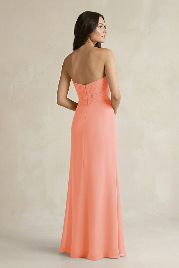 Sweetheart Chiffon Pleated Sheath Bridesmaid Dress in Rosette - KissProm Bridesmaid Dresses