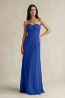 Sweetheart Chiffon Pleated Sheath Bridesmaid Dress in Royal Blue - KissProm Bridesmaid Dresses