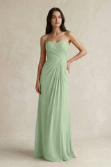 Sweetheart Chiffon Pleated Sheath Bridesmaid Dress in Sage - KissProm Bridesmaid Dresses