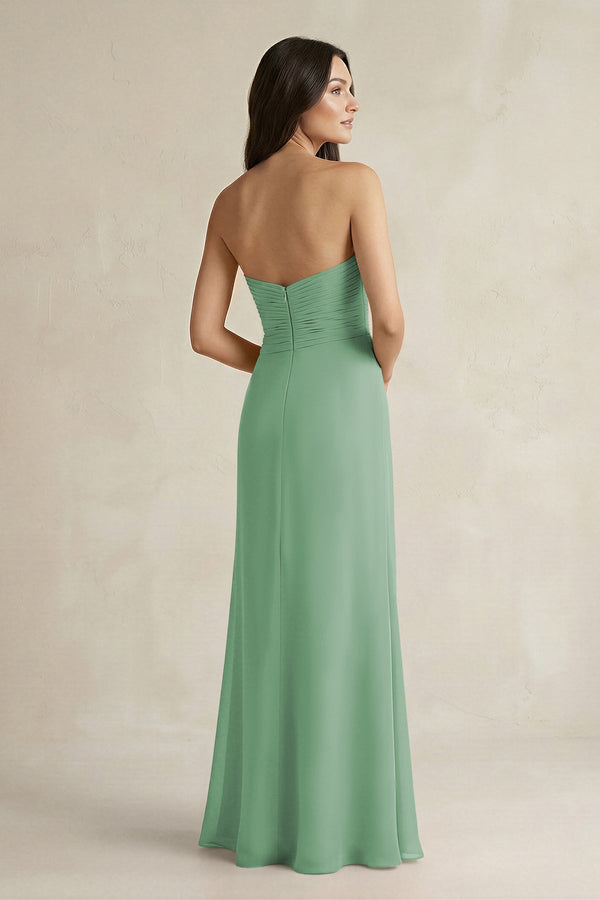 Sweetheart Chiffon Pleated Sheath Bridesmaid Dress in Sea Glass - KissProm Bridesmaid Dresses
