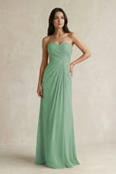 Sweetheart Chiffon Pleated Sheath Bridesmaid Dress in Sea Glass - KissProm Bridesmaid Dresses