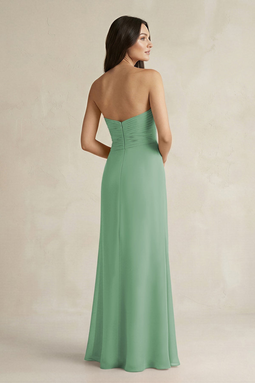 Sweetheart Chiffon Pleated Sheath Bridesmaid Dress in Sea Glass - KissProm Bridesmaid Dresses