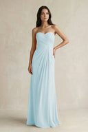 Sweetheart Chiffon Pleated Sheath Bridesmaid Dress in Sky Blue - KissProm Bridesmaid Dresses