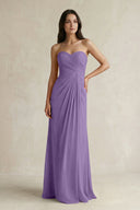 Sweetheart Chiffon Pleated Sheath Bridesmaid Dress in Tahiti - KissProm Bridesmaid Dresses