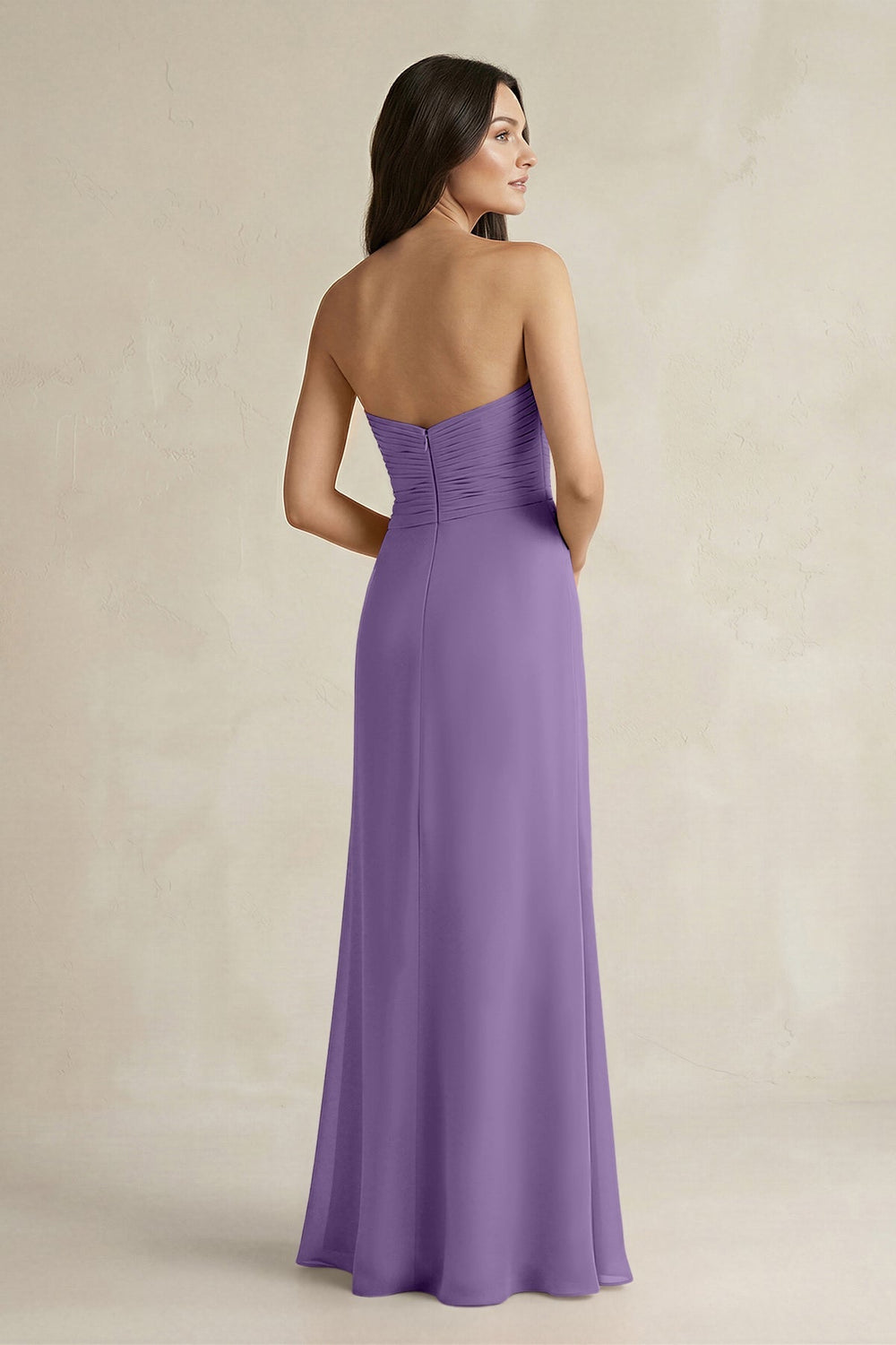 Sweetheart Chiffon Pleated Sheath Bridesmaid Dress in Tahiti - KissProm Bridesmaid Dresses